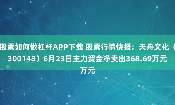 股票如何做杠杆APP下载 股票行情快报：天舟文化（300148）6月23日主力资金净卖出368.69万元